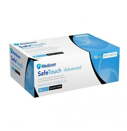 Medicom SafeTouch Advanced Black 100 шт. нітрилові неопудрені чорні текстуровані 